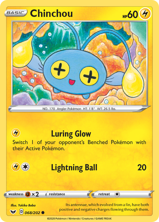 Chinchou 068/202 Common Reverse Holo Sword & Shield NM/LP