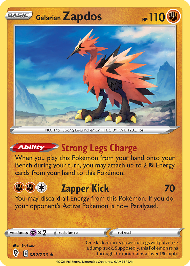Galarian Zapdos 082/203 Rare Evolving Skies Holo NM/LP