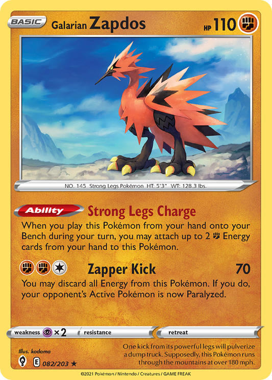 Galarian Zapdos 082/203 Rare Evolving Skies Holo NM/LP