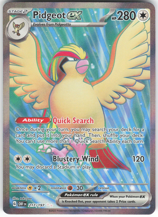 Pidgeot ex - Ultra Rare SV03: Obsidian Flames 217/197 NM