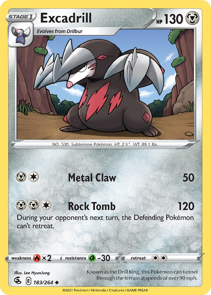 Excadrill 183/264 Uncommon Reverse Holo Fusion Strike NM/LP
