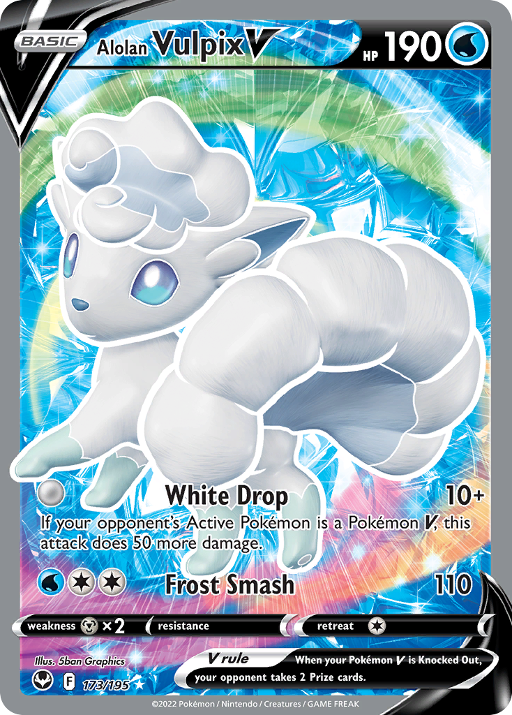 Alolan Vulpix V 173/195 Ultra Rare Silver Tempest NM/M