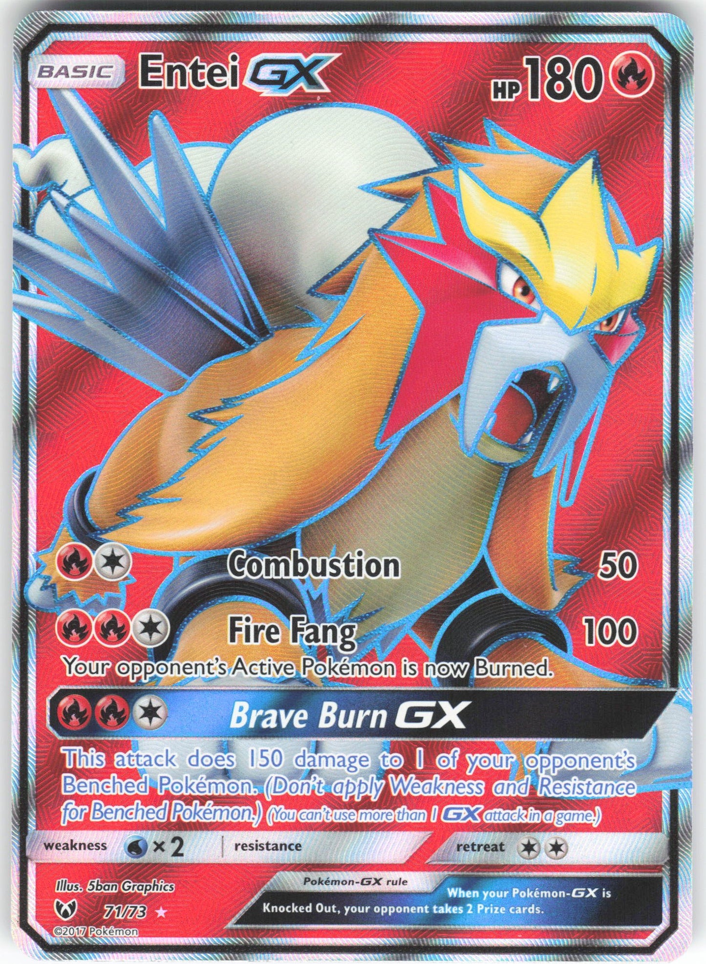 Entei GX (Full Art) Ultra Rare Shining Legends 71/73 NM
