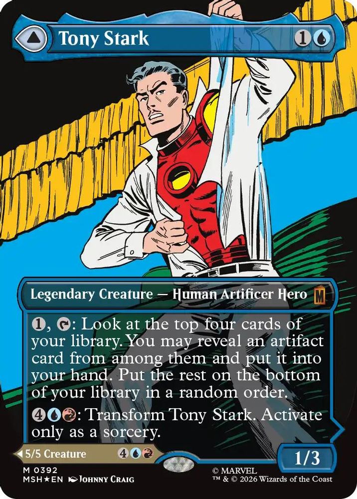 Tony Stark (Borderless) (0392) 392 Mythic Foil Marvel Super Heroes Holo NM/M