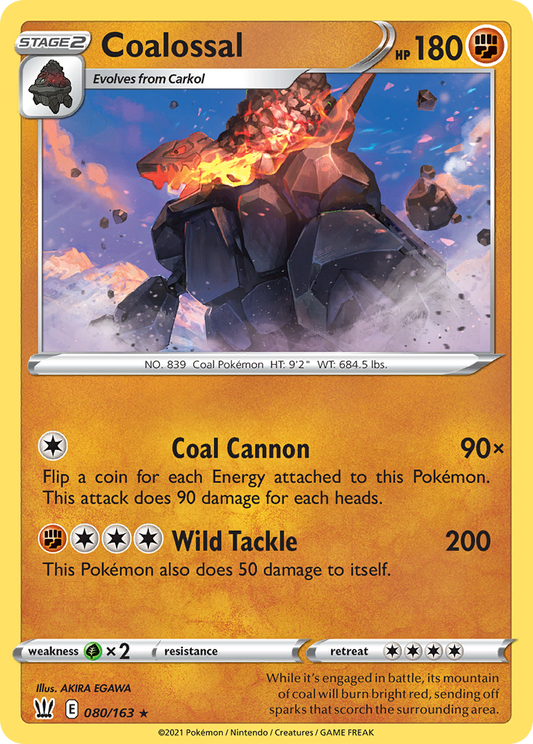 Coalossal 080/163 Rare Reverse Holo Battle Styles NM/LP