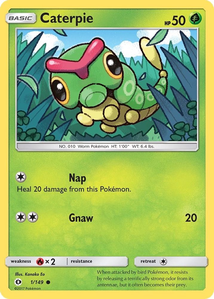 Caterpie 1/149 Common SM Base Set NM/M