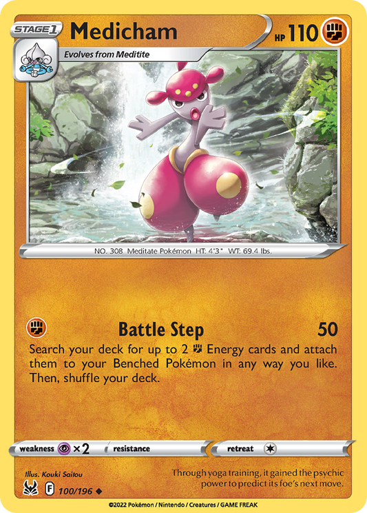 Medicham 100/196 Uncommon Reverse Holo Lost Origin NM/LP