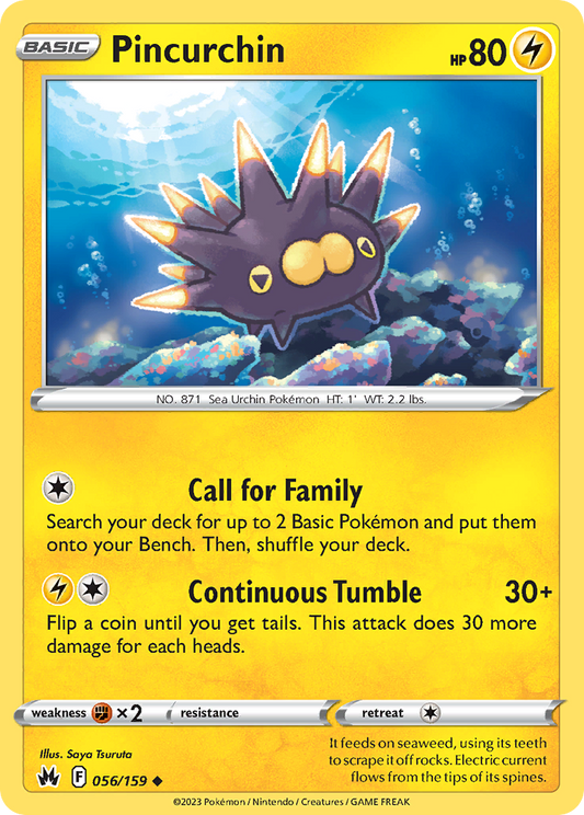 Pincurchin 056/159 Uncommon Reverse Holo Crown Zenith NM/LP