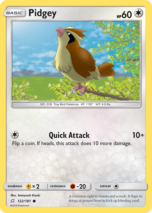 Pidgey 122/181 Common Reverse Holo Team Up NM/LP