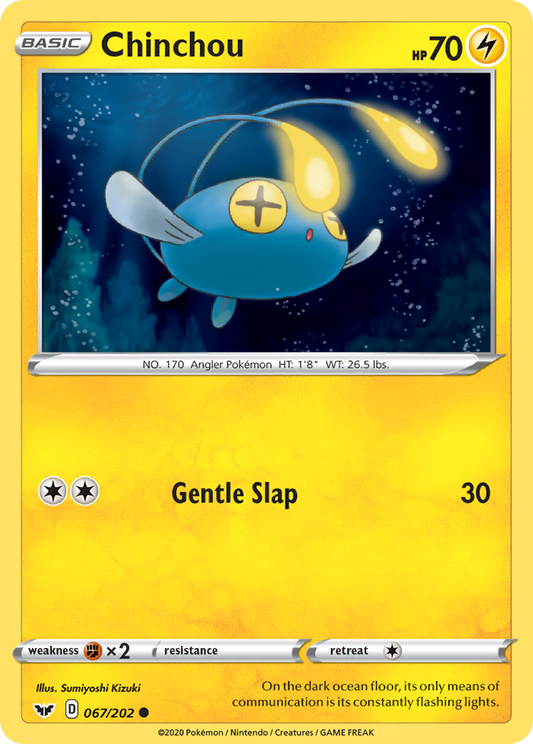 Chinchou 067/202 Common Reverse Holo Sword & Shield NM/LP