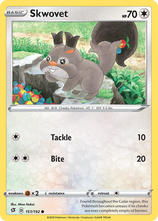 Skwovet 151/192 Common Reverse Holo Rebel Clash NM/LP