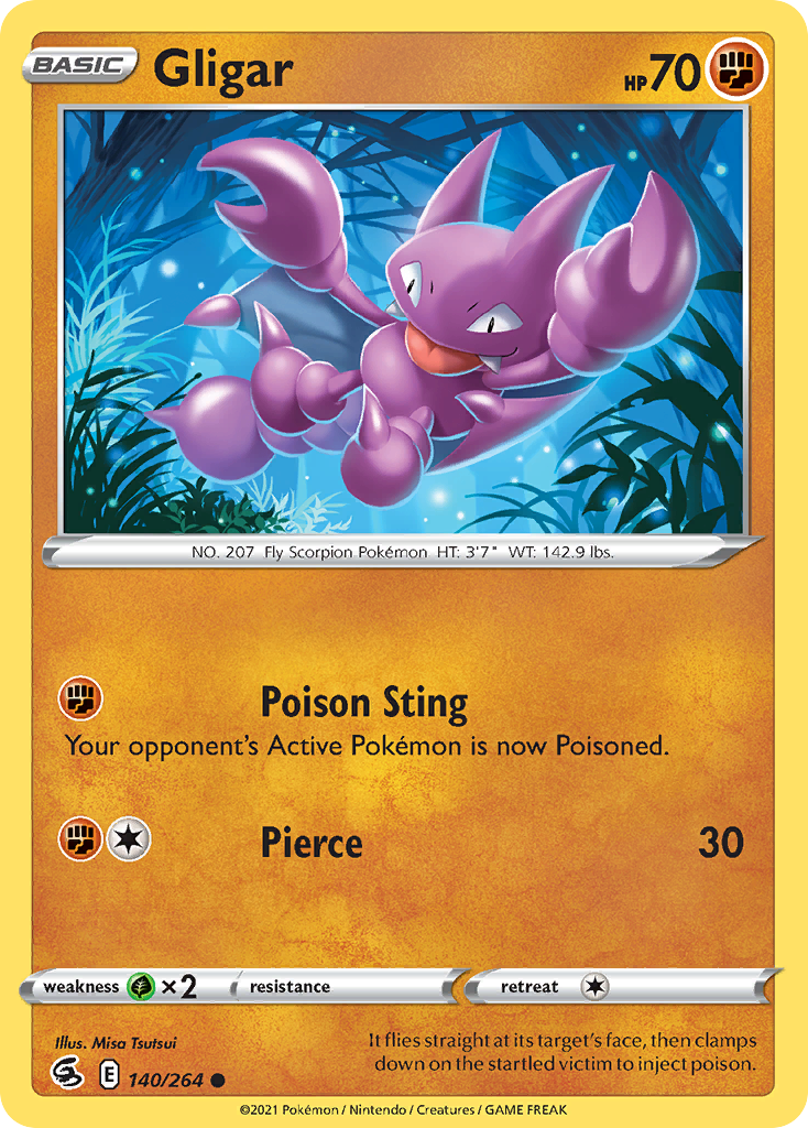 Gligar 140/264 Common Reverse Holo Fusion Strike NM/LP