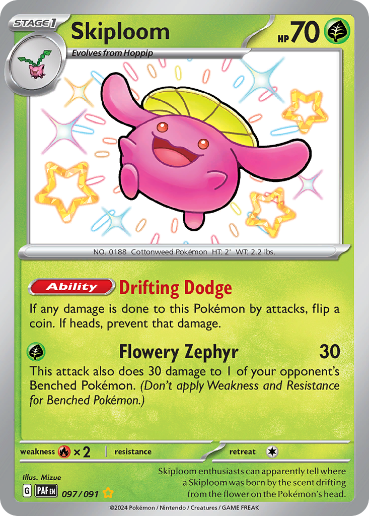 Skiploom 097/091 Shiny Rare Paldean Fates NM/M
