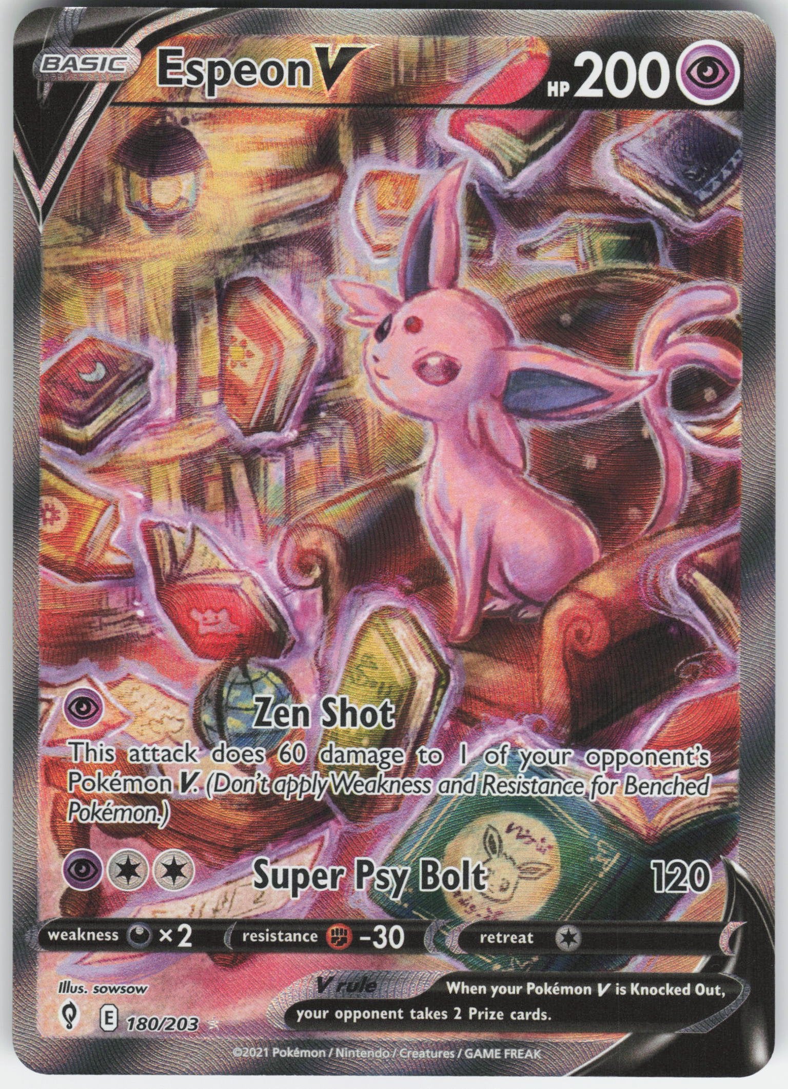 Espeon V (Alternate Full Art) Ultra Rare SWSH07: Evolving Skies 180/203 NM