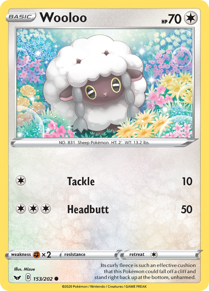 Wooloo 153/202 Common Reverse Holo Sword & Shield NM/LP