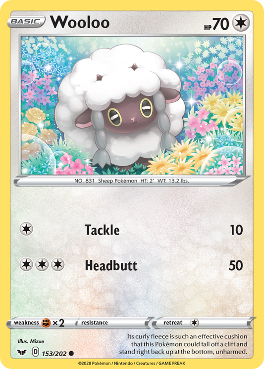 Wooloo 153/202 Common Reverse Holo Sword & Shield NM/LP
