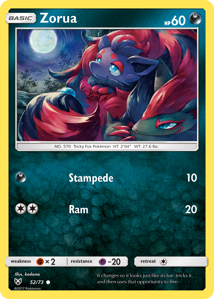 Zorua 52/73 Common Shining Legends NM/LP