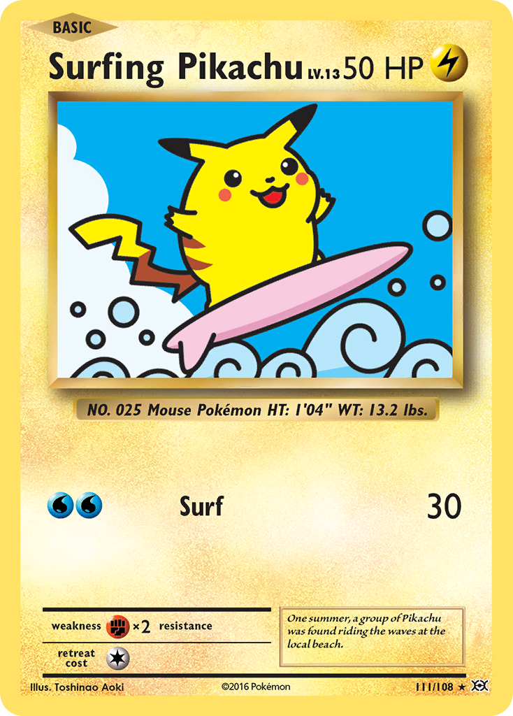 Surfing Pikachu 111/108 Secret Rare Evolutions NM/M