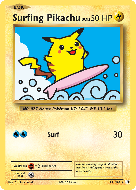 Surfing Pikachu 111/108 Secret Rare Evolutions NM/M