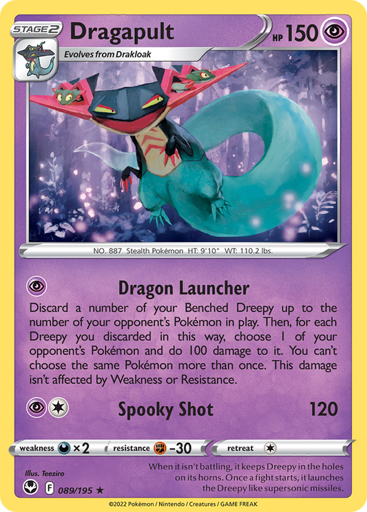Dragapult 089/195 Rare Reverse Holo Silver Tempest Holo NM/LP