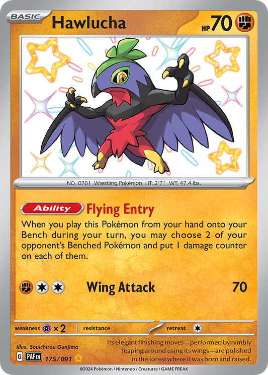 Hawlucha 175/091 Shiny Rare Paldean Fates NM/M