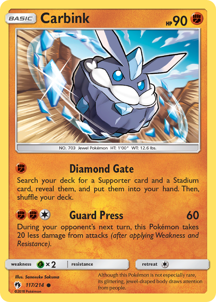 Carbink 117/214 Common Reverse Holo Lost Thunder NM/LP