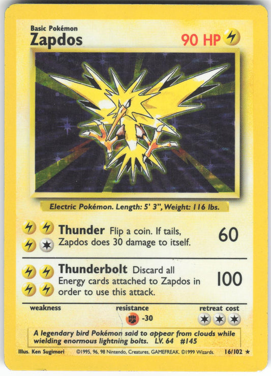 Zapdos 16/102 Holo Rare Base Set Unlimited MP