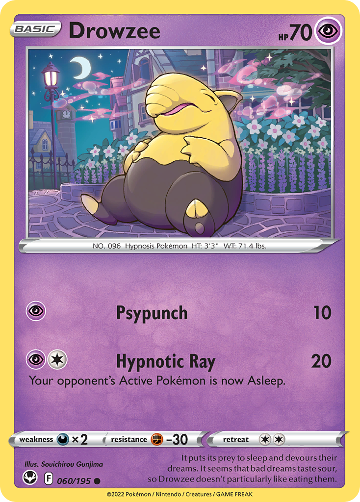 Drowzee 060/195 Common Reverse Holo Silver Tempest NM/LP