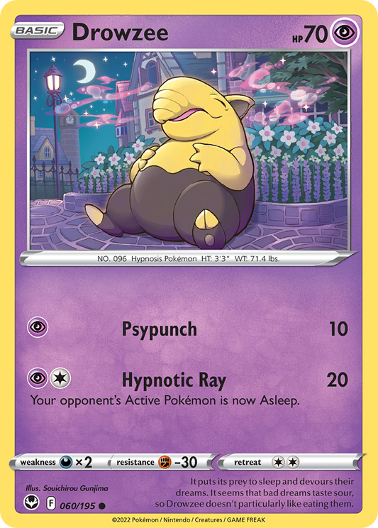 Drowzee 060/195 Common Reverse Holo Silver Tempest NM/LP