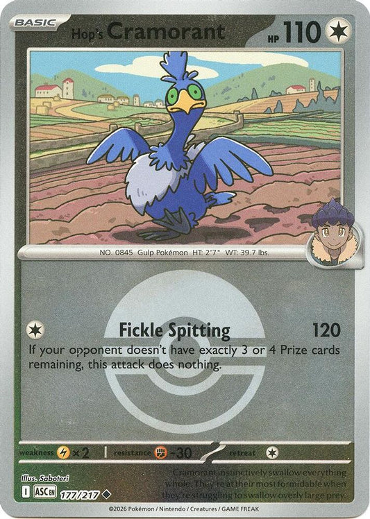 Hop's Cramorant (Poke Ball) 177/217 Uncommon Reverse Holo Ascended Heroes NM/M
