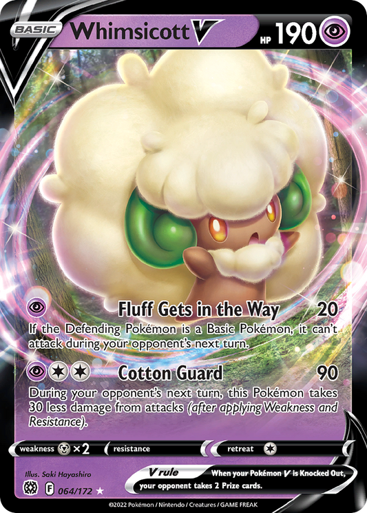 Whimsicott V 064/172 V Rare Brilliant Stars Holo NM/M