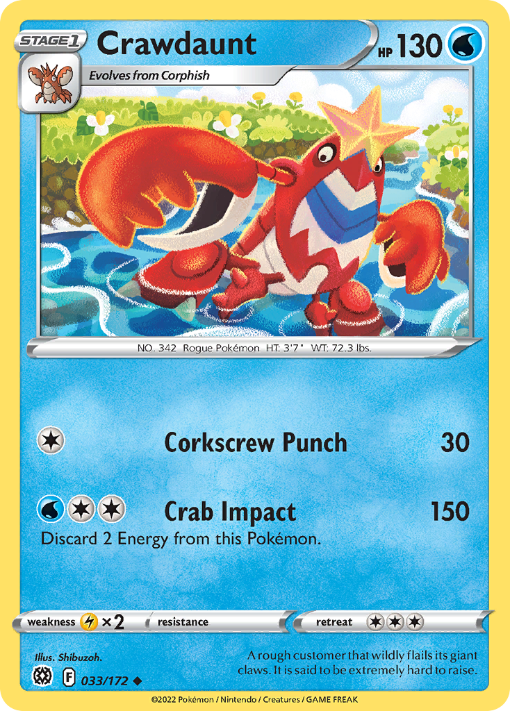 Crawdaunt 033/172 Uncommon Reverse Holo Brilliant Stars NM/LP