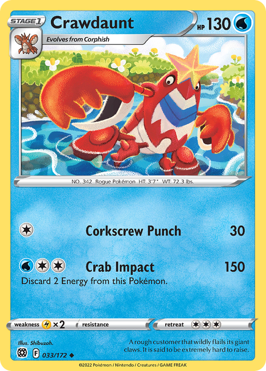 Crawdaunt 033/172 Uncommon Reverse Holo Brilliant Stars NM/LP