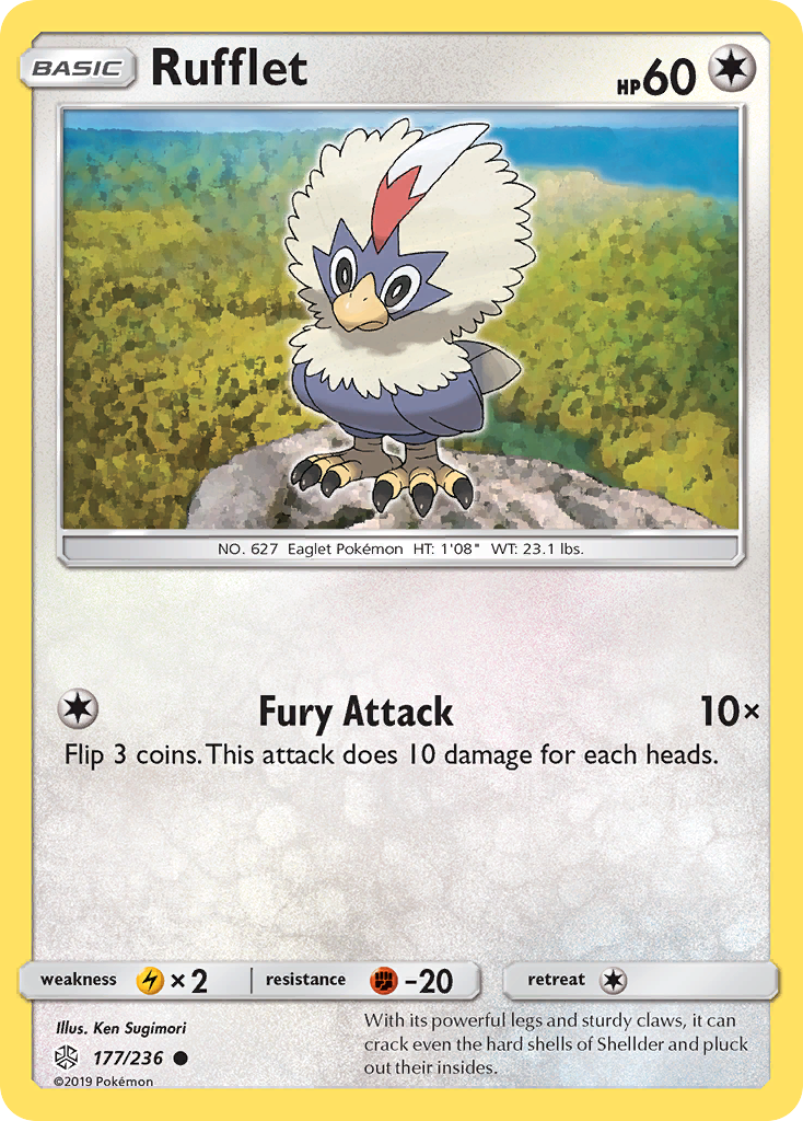 Rufflet 177/236 Common Reverse Holo Cosmic Eclipse NM/LP