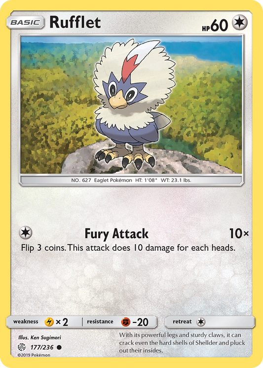 Rufflet 177/236 Common Reverse Holo Cosmic Eclipse NM/LP