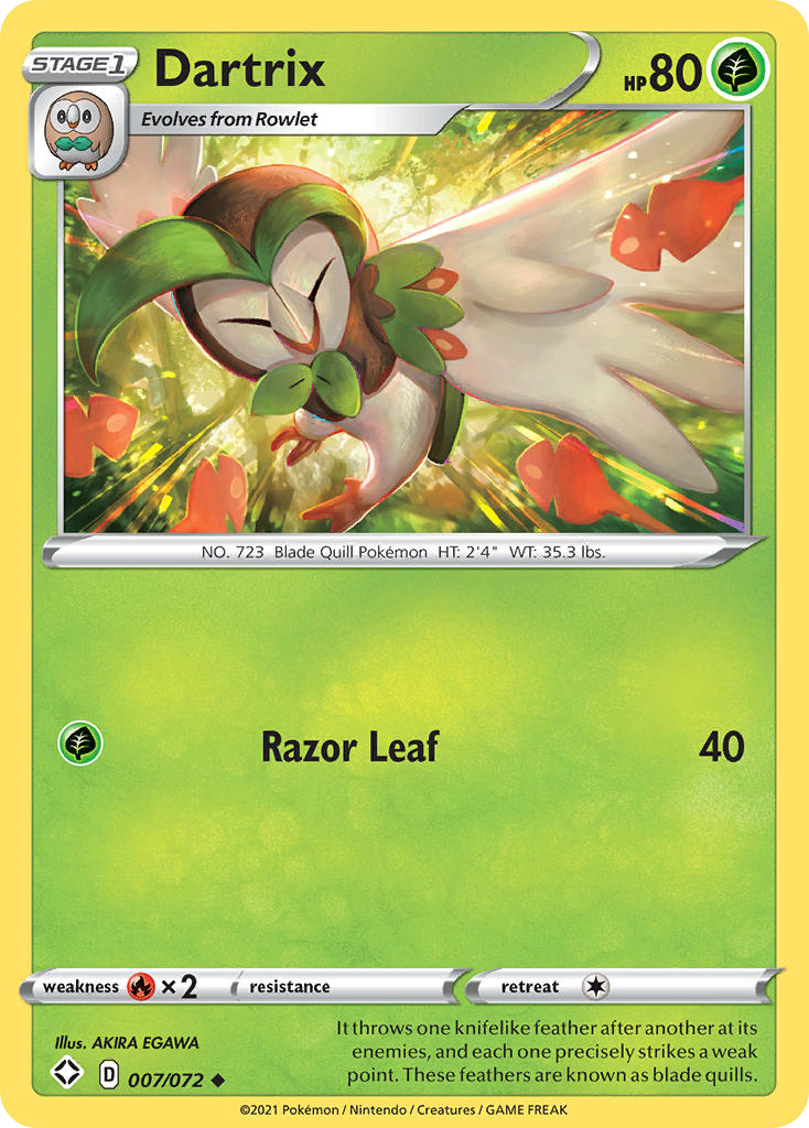 Dartrix 007/072 Uncommon Reverse Holo Shining Fates NM/LP