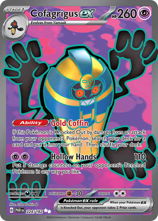 Cofagrigus ex 224/182 Ultra Rare Paradox Rift NM/M