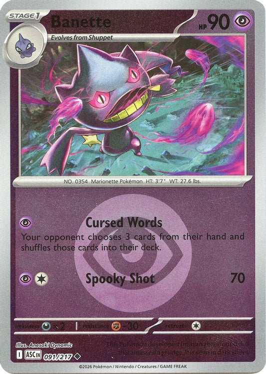 Banette (Energy Symbol Pattern) 091/217 Reverse Holo Ascended Heroes NM/M