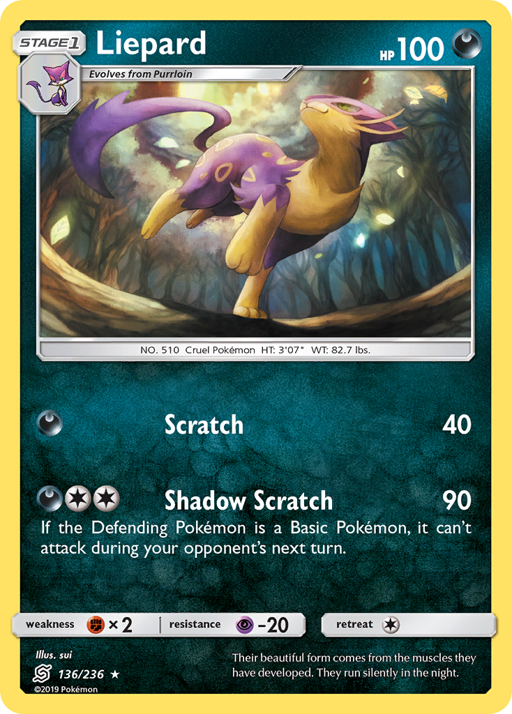 Liepard 136/236 Rare Reverse Holo Unified Minds NM/LP