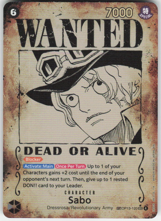 Sabo (120) (Wanted Poster) SEC Carrying On His Will OP13-120 NM