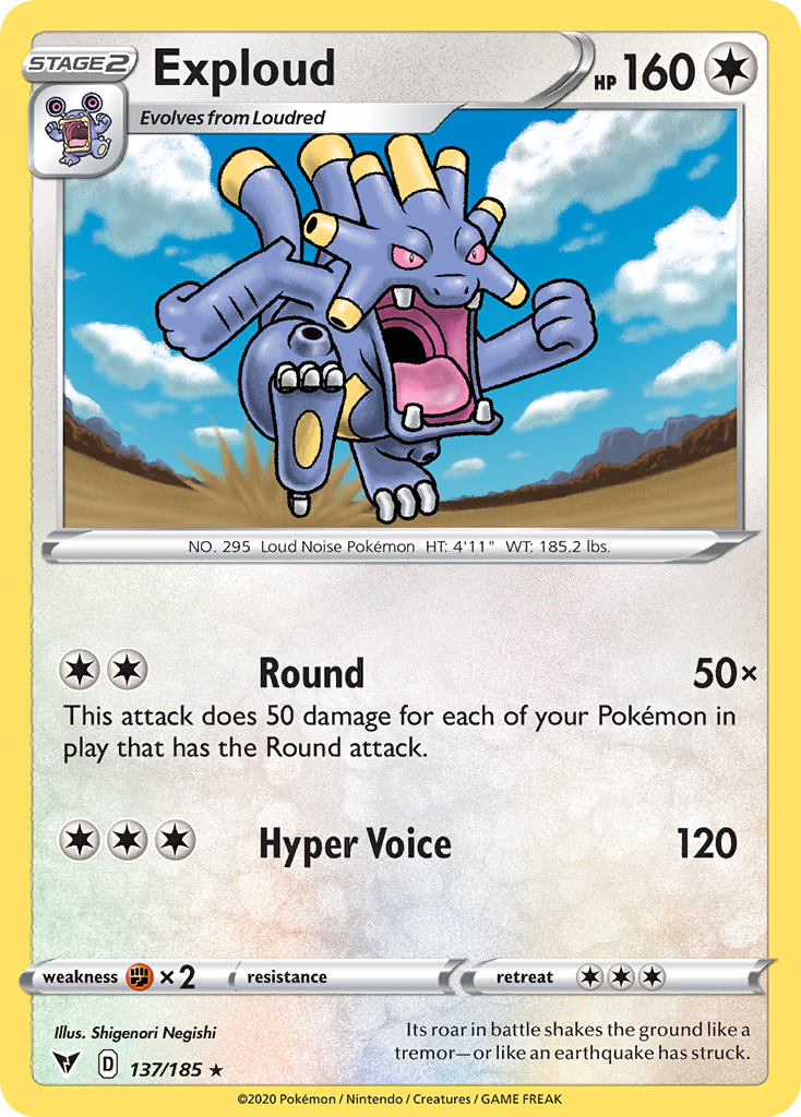 Exploud 137/185 Rare Reverse Holo Vivid Voltage NM/LP