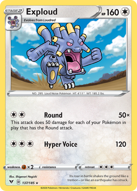 Exploud 137/185 Rare Reverse Holo Vivid Voltage NM/LP