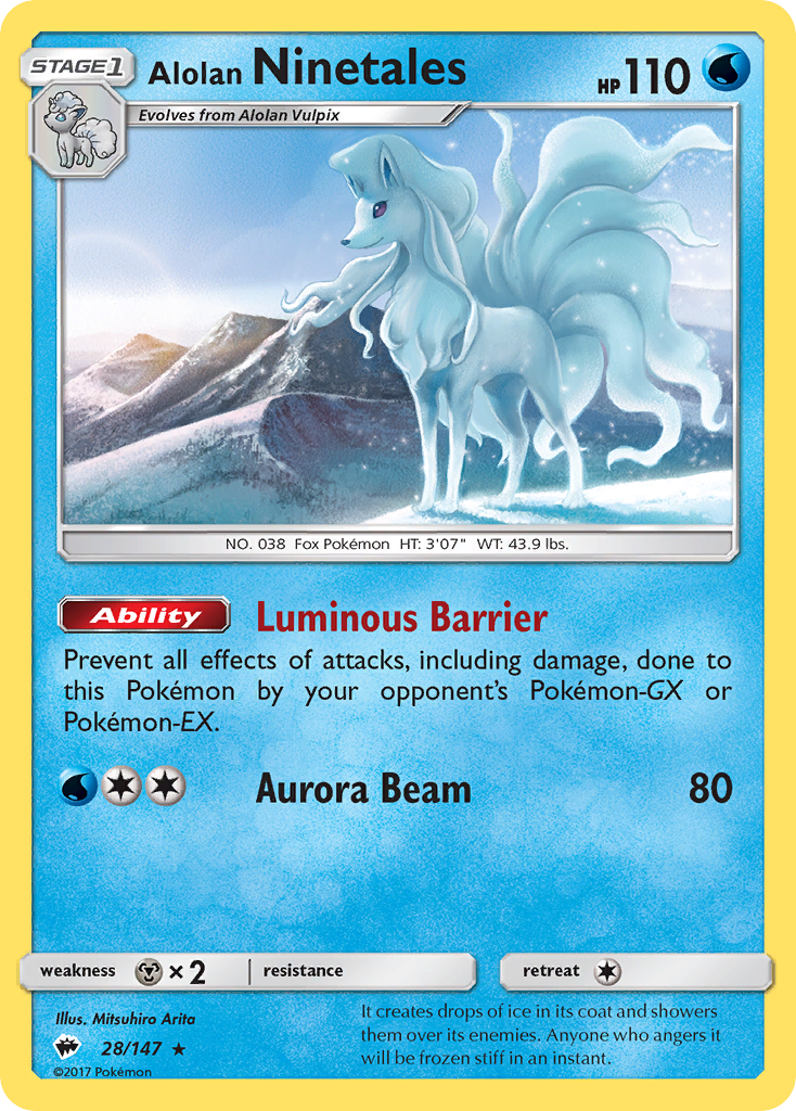 Alolan Ninetales 28/147 Rare Burning Shadows NM/M