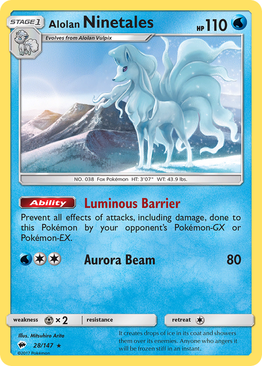 Alolan Ninetales 28/147 Rare Burning Shadows NM/M