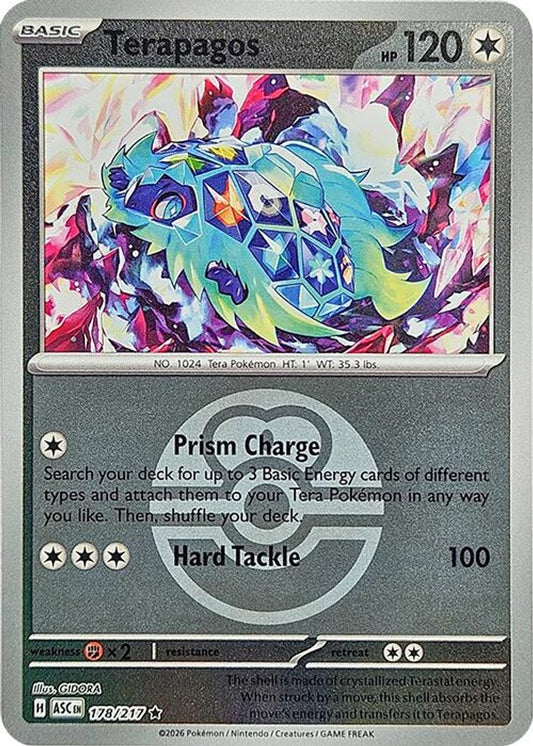 Terapagos (Love Ball) 178/217 Rare Reverse Holo Ascended Heroes NM/M