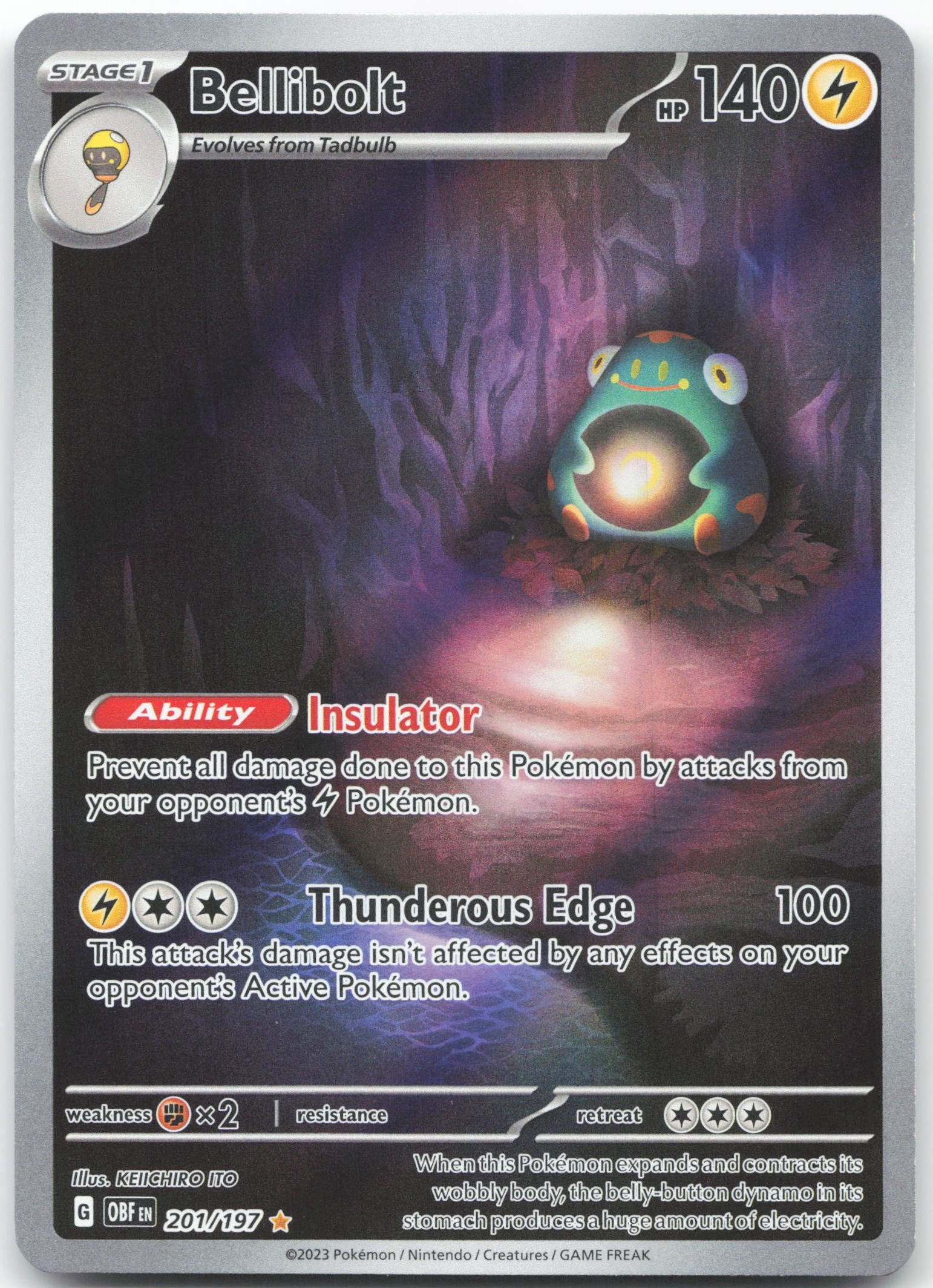 Bellibolt - Illustration Rare SV03: Obsidian Flames 201/197 NM