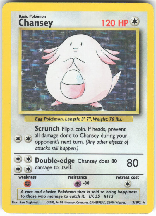 Chansey 3/102 Holo Rare Base Set Unlimited DMG
