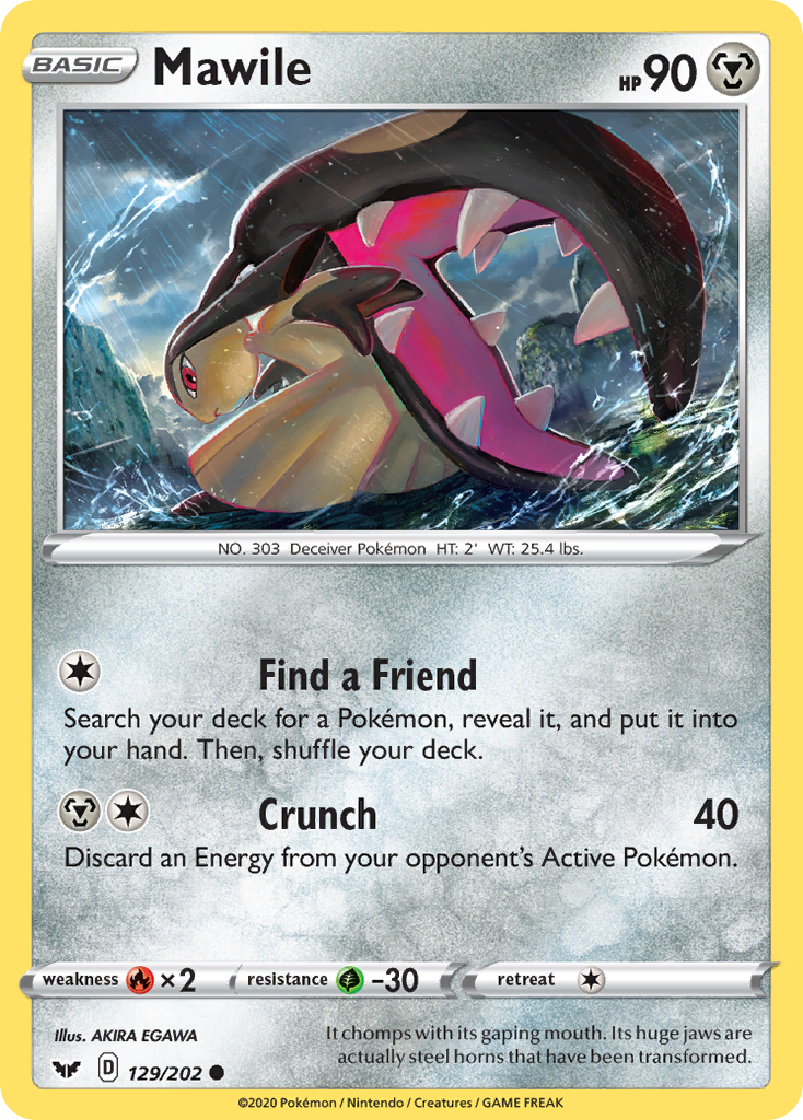 Mawile 129/202 Common Reverse Holo Sword & Shield NM/LP