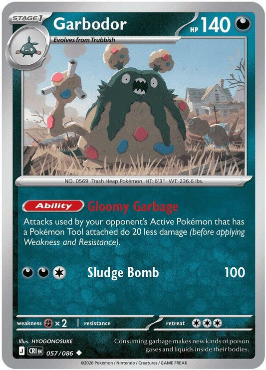 Garbodor 057/086 Uncommon Reverse Holo Chaos Rising NM/M