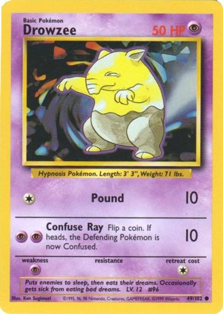 Drowzee 49/102 Common Base Set Unlimited NM/M